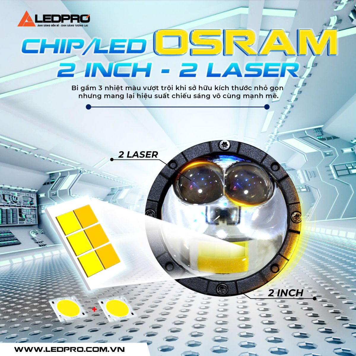 Bi gầm LedPro A8 Special 2.0 inch 2 laser 3 màu